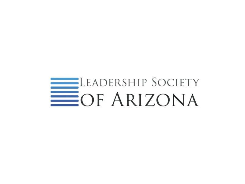 Leadership Society of Arizona logo, featuring blue stripes and text, representing partnership opportunities for child advocacy and support.