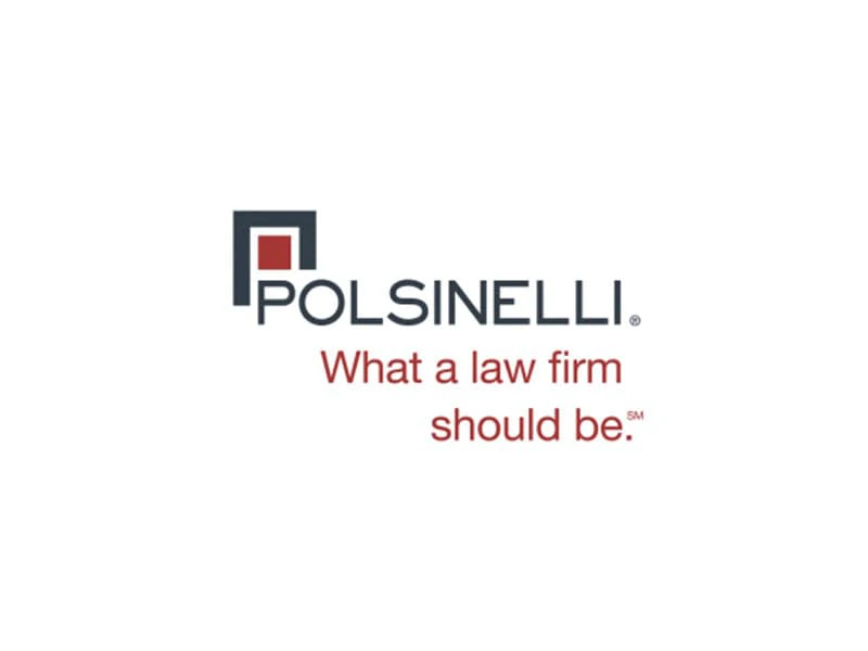 Polsinelli law firm logo with tagline "What a law firm should be," representing partnership opportunities for child advocacy and support.