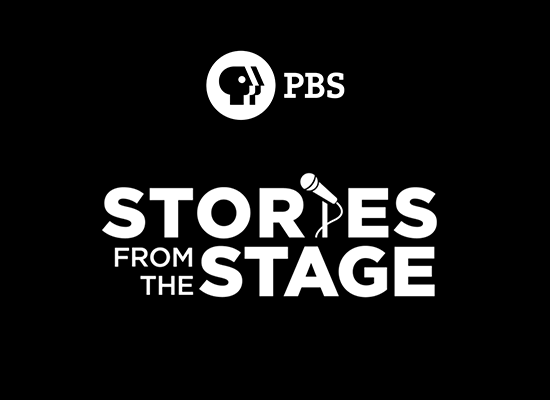 PBS logo and "Stories from the Stage" title, promoting Darcy Olsen's feature sharing her foster care and adoption journey.