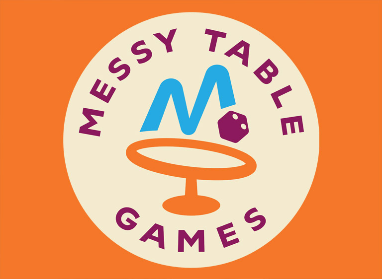 Messy Table Games logo featuring colorful text and a game piece, representing collaboration with the Center for the Rights of Abused Children for Thanksgiving advocacy.